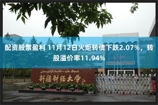 配资股票盈利 11月12日火炬转债下跌2.07%，转股溢价率11.94%