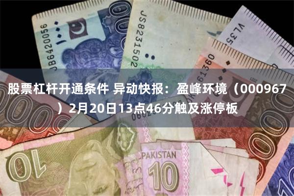 股票杠杆开通条件 异动快报：盈峰环境（000967）2月20日13点46分触及涨停板