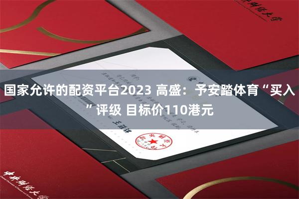国家允许的配资平台2023 高盛：予安踏体育“买入”评级 目