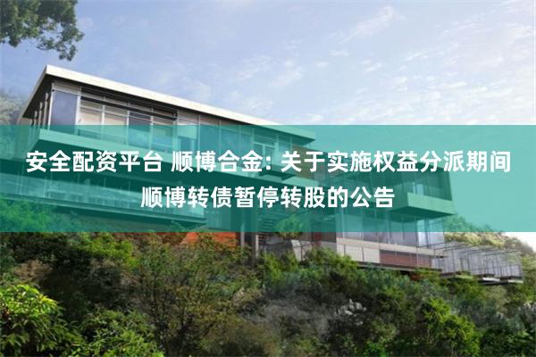 安全配资平台 顺博合金: 关于实施权益分派期间顺博转债暂停转