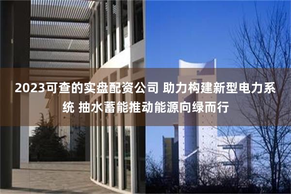 2023可查的实盘配资公司 助力构建新型电力系统 抽水蓄能推